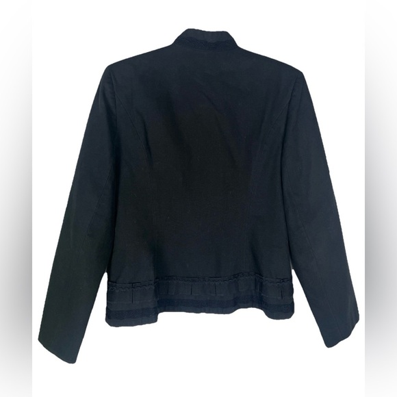 Vintage 90s Cynthia Steffe Black Lined‎ Blazer Jacket Ruffle Lace Trim Size 10 - Picture 6 of 6